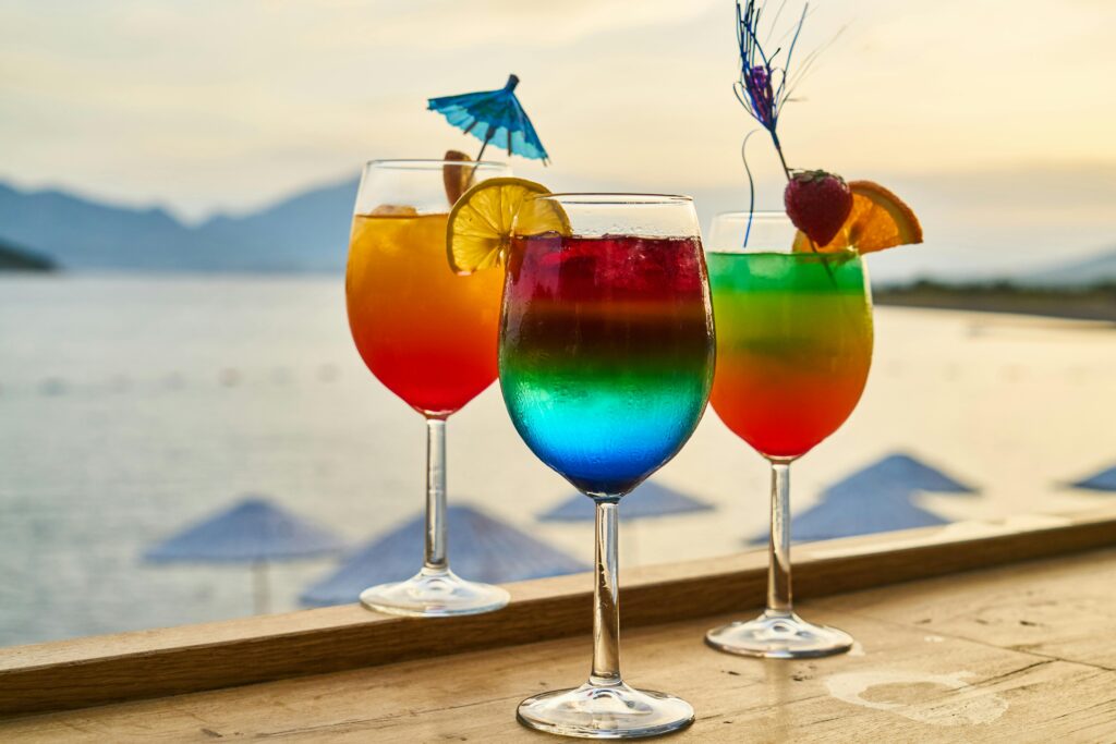 Colorful mocktail served at seafood restaurant in Kollam – refreshing drink on the Urban Plate menu"