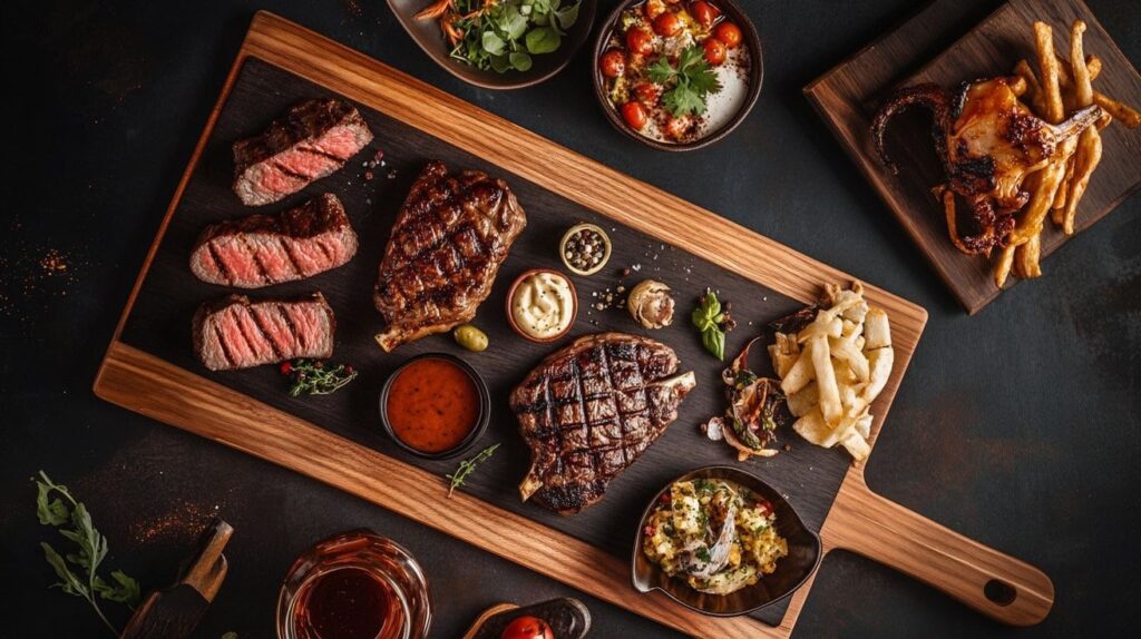 "Grills and steak served with lemon and herbs at a seafood restaurant in Kollam"